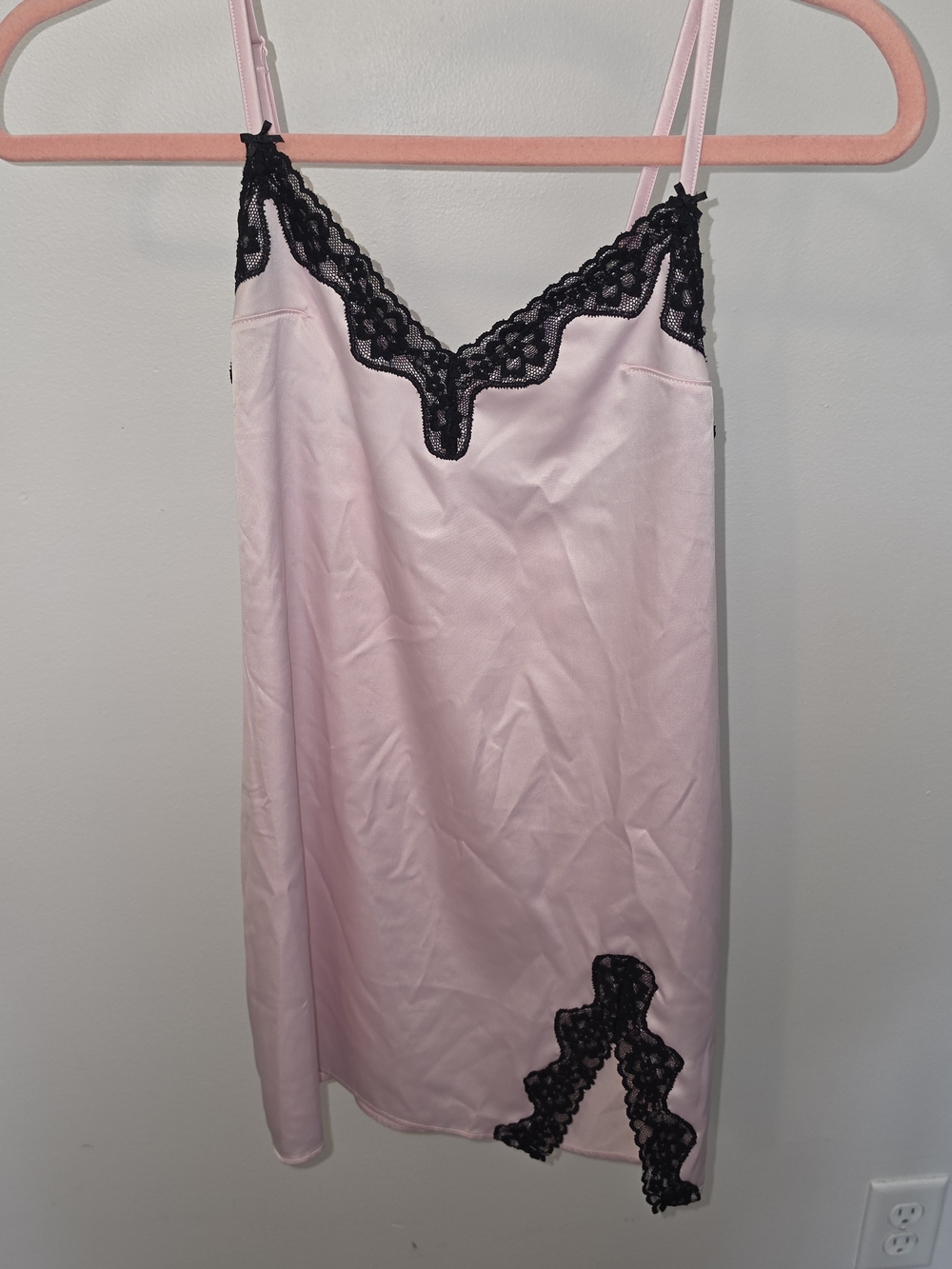 Victoria's Secret Pink Slip with Black Lace Trim